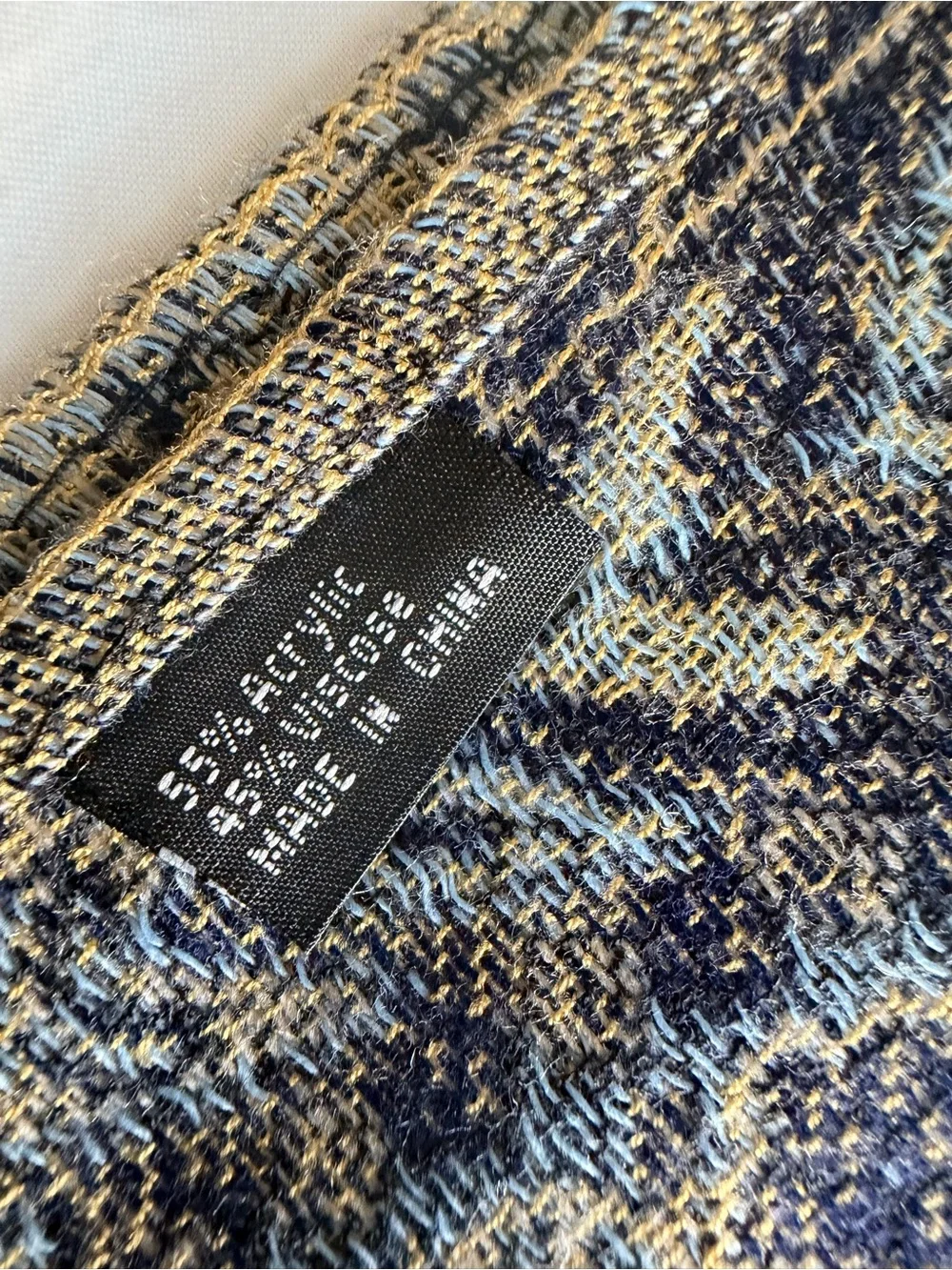 Navy and Gold Paisley Fringed Wrap